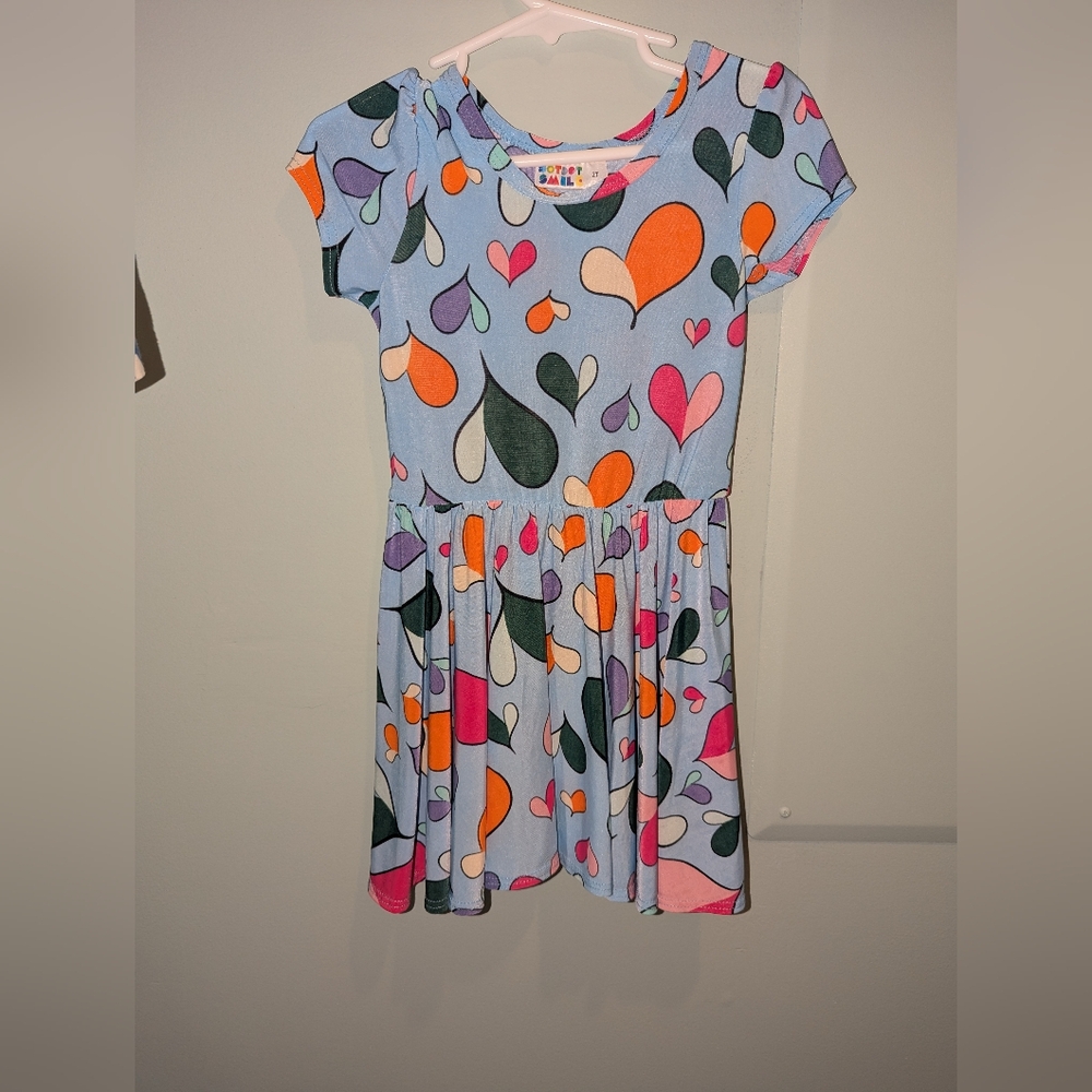 Colorful Kids Dress with Heart Pattern